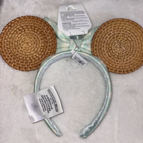 2024 Disney Parks Minnie Mouse Tropical Summer Rattan Ears Headband NWT - Picture 4 of 5
